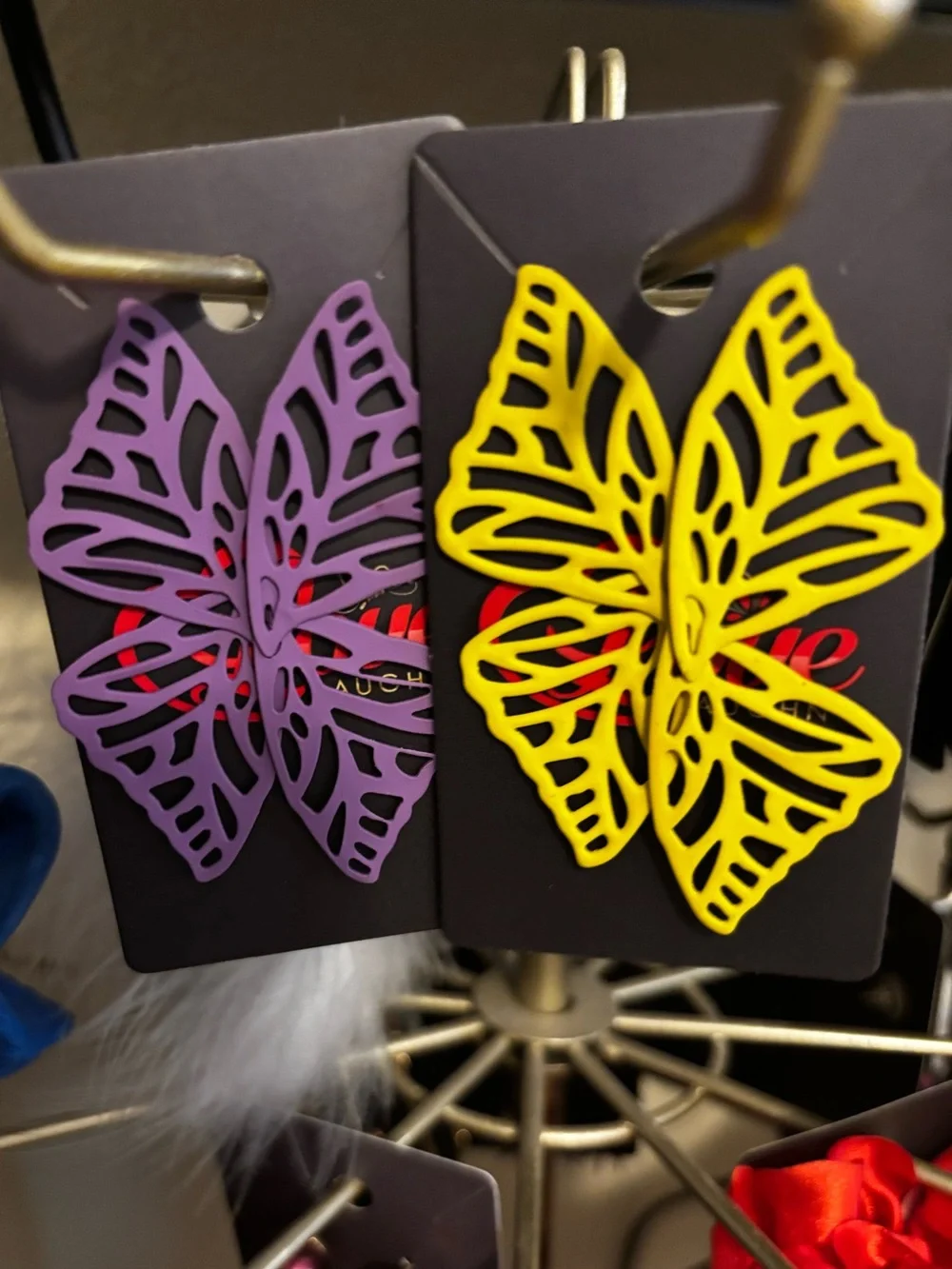 Butterfly Statement Earrings - Purple
